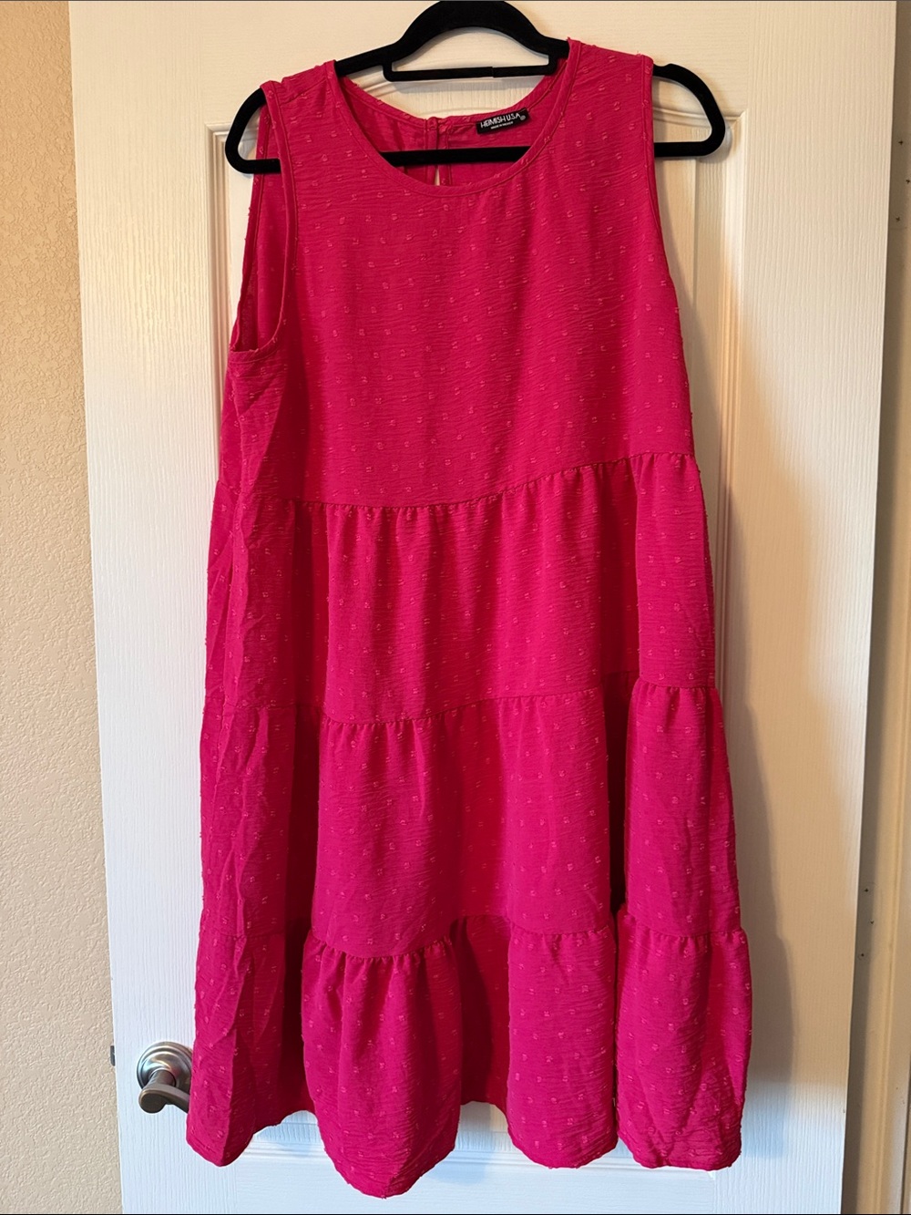 33. HEIMISH USA 1X Hot Pink Tiered Sleeveless Midi Dress